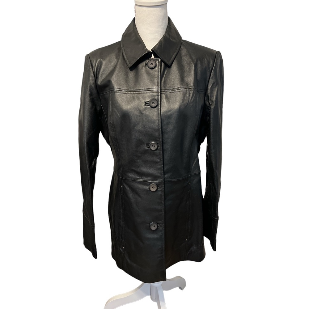 East 5th NWT Black 100% Genuine Leather Button Up Jacket